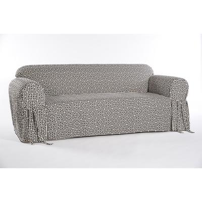 Roman Key Cotton Slipcover black by Classic Slipcovers in Black White (Size SOFA)