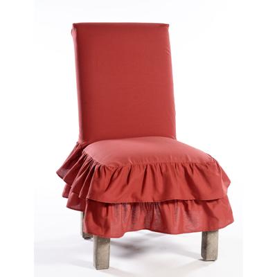 2-Tier Ruffled Dining Chair Slipcover by Classic Slipcovers in Red (Size DINING CHR)