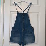 American Eagle Outfitters Jeans | American Eagle Outfitters Denim Overall Shorts | Color: Blue | Size: Xs