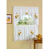 Wide Width Sunshine Embellished Tier and Swag Window Curtain Set by Achim Home Décor in Yellow (Size 58" W 24" L)
