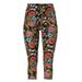 Plus Size Women's Knit Capri Leggings by ellos in Black Multi Floral Print (Size 10/12)