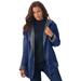 Plus Size Women's Hooded Jacket with Fleece Lining by Roaman's in Evening Blue (Size 5X) Rain Water Repellent