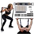 INNSTAR Portable Home Gym Set with Workout Bar, Bench Press Set, Squat Resistance Band, Door Anchor and More-Full Body Workout Equipment to Build Muscle(Camo Green-150lbs)