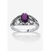 Women's Sterling Silver Swirl Simulated Birthstone Ring by PalmBeach Jewelry in February (Size 6)