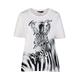 Ulla Popken Womenswear Plus Size Curvy Oversize Walk INTO The Wild Foil Print Zebra Stretch Tee White 28/30 749841 20-54+