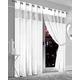 Olivia Rocco Diamante Dim Out Eyelet Curtains With Tie Backs Black Out 50% Thermal Ring Top Curtain Pair Window Dressing, 90" (Width) x 90" (Drop) White