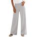 Plus Size Women's Wide-Leg Soft Knit Pant by Roaman's in Medium Heather Grey (Size 5X) Pull On Elastic Waist