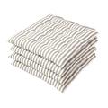 HOMESCAPES Grey and White Stripe Seat Pad Cushion for Dining Chairs Set of 4 100% Cotton Chair Pad with Straps 40 x 40 cm