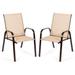 Costway 2 Pcs Patio Chairs Outdoor Dining Chair with Armrest-Beige