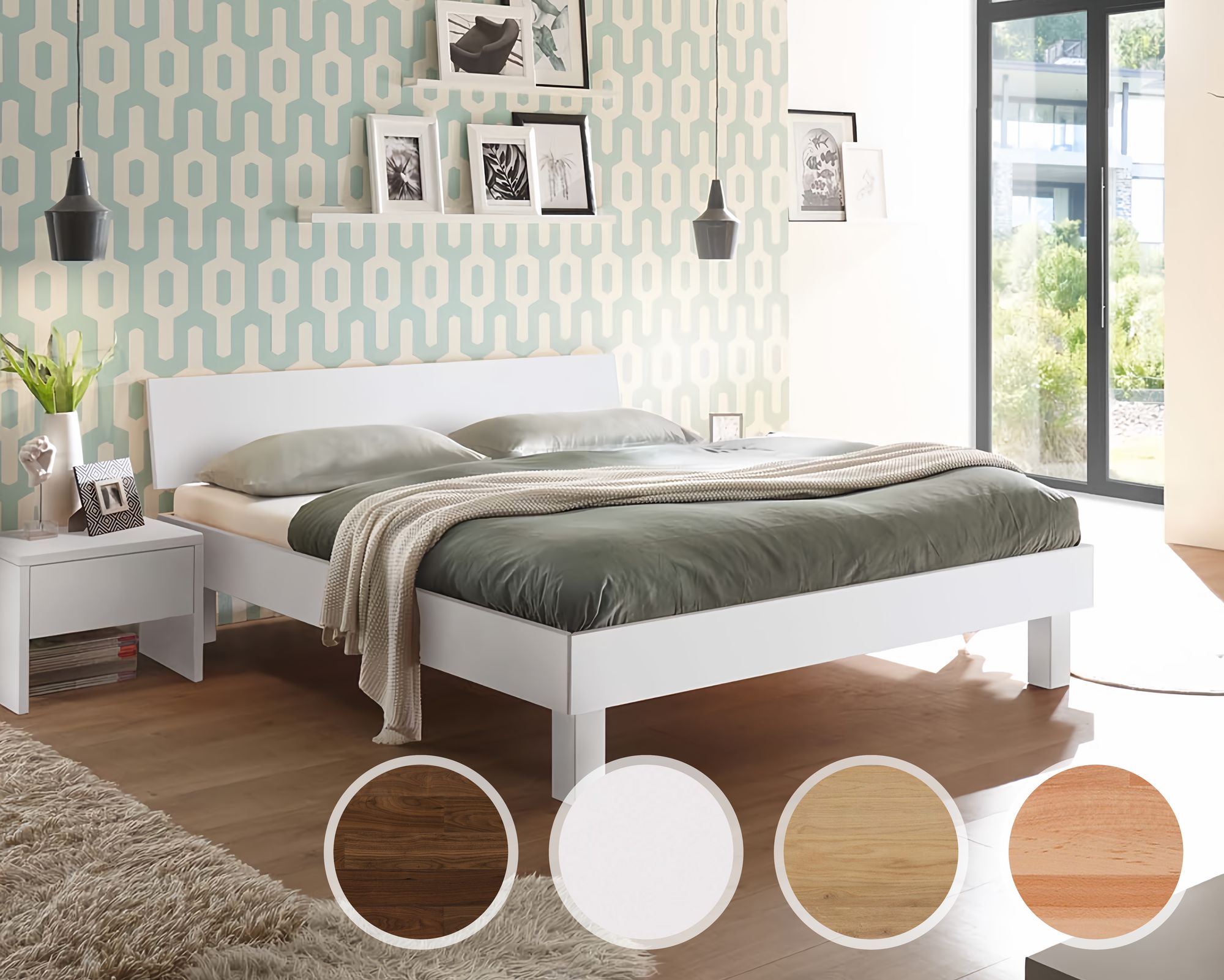 Hasena Pronto Massivholz-Bett Trento Tunca/Pella 120x200 cm / Buche weiss deckend, lackiert