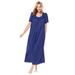 Plus Size Women's Long Silky Lace-Trim Gown by Only Necessities in Ultra Blue (Size 4X) Pajamas
