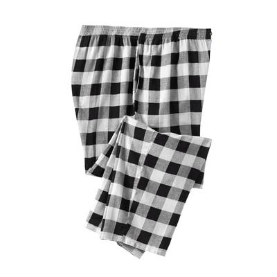 Men's Big & Tall Flannel Plaid Pajama Pants by KingSize in Black White Buffalo Check (Size 3XL) Pajama Bottoms