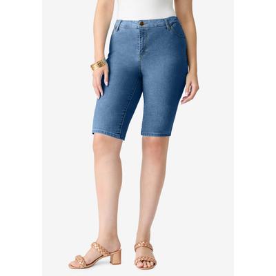 Plus Size Women's Plus Size Classic Stretch Bermuda Short by Denim 24/7 by Roamans in Medium Wash (Size 14 W)