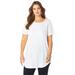 Plus Size Women's Crisscross-Back Ultimate Tunic by Roaman's in White (Size 26/28) Long Shirt