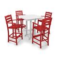 POLYWOOD® La Casa Café 5-Piece Bar Set Plastic in Red/White | Outdoor Furniture | Wayfair PWS172-1-10327