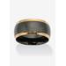 Men's Big & Tall Stainless Steel Black and Gold Ion Plated Wedding Band Ring by PalmBeach Jewelry in Stainless Steel (Size 11)