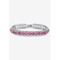 Women's Silver Tone Tennis Bracelet Simulated Birthstones and Crystal, 7" by PalmBeach Jewelry in October