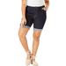 Plus Size Women's Invisible Stretch® Contour Cuffed Short by Denim 24/7 in Dark Wash (Size 22 W)