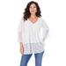 Plus Size Women's Lace-Hem Pintuck Tunic by Roaman's in White (Size 34/36) Long Shirt