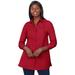 Plus Size Women's Poplin Tunic by Jessica London in Classic Red (Size 12) Long Button Down Shirt