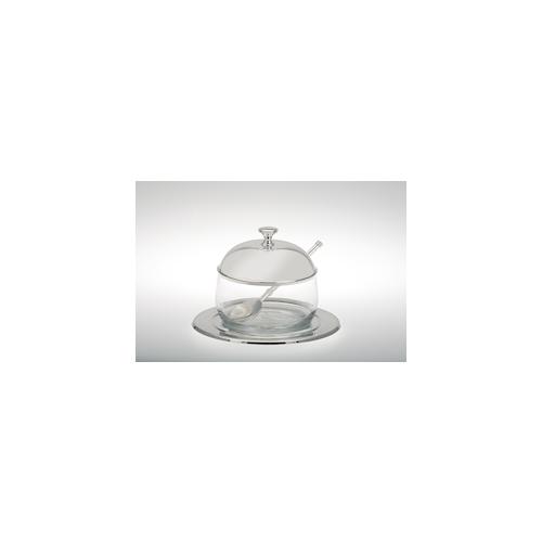 Marmeladenglas mit Löffel versilbert H 10,0cm D 9,0cm
