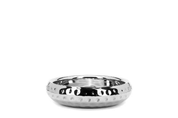 Edelstahl Schale rund 37 cm, Schale in aufwendiger Hammerschlag-Optik Image