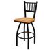 Holland Bar Stool Contessa Swivel Solid Wood Counter, Bar & Extra Tall Stool Wood/Metal in Blue/Black | 39 H x 16 D in | Wayfair 81025BWMedOak