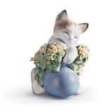 Lladro Dreamy Kitten Cat Figurine Porcelain/Ceramic in Blue/Green/White | 4.33 H x 3.94 W x 2.76 D in | Wayfair 01006567