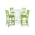 POLYWOOD® La Casa Café 5-Piece Side Chair Bar Outdoor Dining Set Plastic in Green | 47.13 H x 114 W x 114 D in | Wayfair PWS307-1-10138