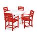 POLYWOOD® La Casa Café 5-Piece Farmhouse Trestle Arm Chair Outdoor Dining Set Plastic in Red/White | Wayfair PWS437-1-10418