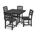 POLYWOOD® La Casa Café 5-Piece Farmhouse Trestle Side Chair Outdoor Dining Set Plastic in Black | Wayfair PWS438-1-BL