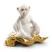 Lladro Chinese Zodiac the Monkey Figurine Porcelain/Ceramic in White/Yellow | 3.94 H x 3.94 W x 2.36 D in | Wayfair 01009175