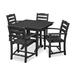 POLYWOOD® La Casa Café 5-Piece Farmhouse Trestle Arm Chair Outdoor Dining Set Plastic in Black | Wayfair PWS437-1-BL