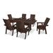 POLYWOOD® Modern Curveback Adirondack 7-Piece Farmhouse Outdoor Dining Set w/ Trestle Legs Plastic | Wayfair PWS377-1-MA