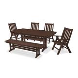 POLYWOOD® Vineyard 6-Piece Folding Chair Farmhouse Outdoor Dining Set w/ Trestle Legs & Bench Plastic | 37 H x 71 W x 13 D in | Wayfair PWS422-1-MA