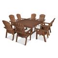 POLYWOOD® Nautical Adirondack 9-Piece Trestle Outdoor Dining Set Plastic in Brown | Wayfair PWS375-1-TE