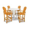 POLYWOOD® Palm Coast 5-Piece Round Farmhouse Bar Set Plastic in Orange/White | 48 W x 48 D in | Outdoor Furniture | Wayfair PWS261-1-10045