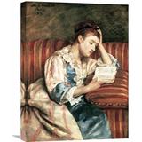 Vault W Artwork 'Young Woman Reading' by Mary Cassatt Painting Print on Wrapped Canvas in Blue/Brown | 22 H x 16.54 W x 1.5 D in | Wayfair