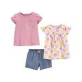 Simple Joys by Carter's Baby Mädchen 3-Piece Assorted Playwear Spielbekleidungs-Set, Jeans/Rosa Punkte/Weiß Floral, 12 Monate