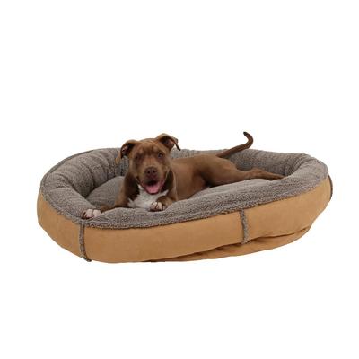 Carolina Pet Company Large Tan Faux Suede and Tipped Berber Round Comfy Cup