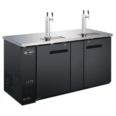 SABA Three 1/2 Barrel Beer Keg Dispenser Refrigerator Cooler with 2 Double Tap Towers, Black/Stainless Steel