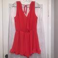 Anthropologie Pants & Jumpsuits | Astr The Label Coral Romper Size L | Color: Red/Yellow | Size: L