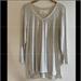 Anthropologie Tops | Anthropologie Pure + Good Satin-Trim V-Neck 3/4 | Color: Gray | Size: L