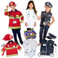 Born Toys Dress up Honorary First Responder 3 in 1 Deluxe Premium Trunk Dress up Set,Fireman Costume,Police Costume,Doctor KIT, Kids Ages 3-7