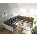 DELIFE Wohnlandschaft Clovis XXL Weiss Schwarz Ottomane Rechts, Design Wohnlandschaften, Couch Loft, Modulsofa, modular