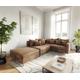 DELIFE Ecksofa Clovis Braun Antik Optik modular Hocker Armlehne Ottomane Rechts, Design Ecksofas, Couch Loft, Modulsofa, modular