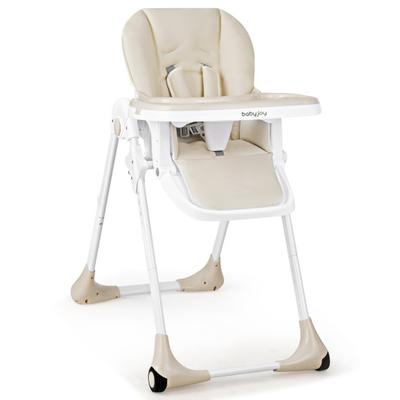 Costway Baby Convertible High Chair with Wheels-Beige
