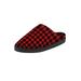 Extra Wide Width Men's Fleece Clog Slippers by KingSize in Red Buffalo Check (Size 9 EW)