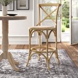 Ophelia & Co. Kelseyville Solid Elm Wood Stool w/ Rattan Seat Wood/Wicker/Rattan in Gray | 41.25 H x 23 D in | Wayfair