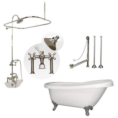 Randolph Morris Bristol 62 Inch Acrylic Slipper Tub and Shower Package - White / Chrome Feet & Fixtures SAVINGSPACKAGE01C-A-SH